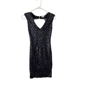 Guess Black Sequin Backless Vintage NYE Dress‎ Size XS